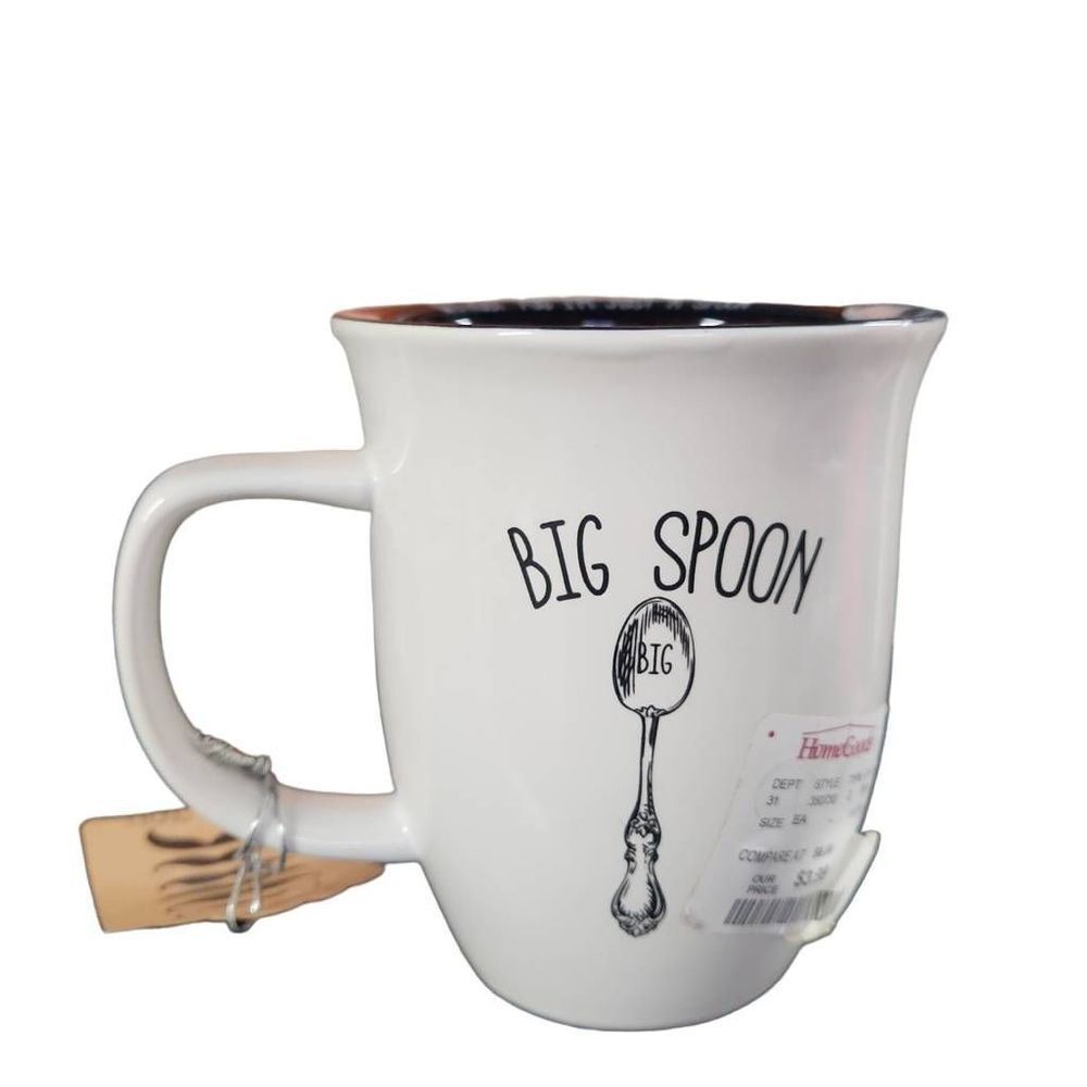 10 Strawberry Street White Black Big Spoon Coffee Mug
